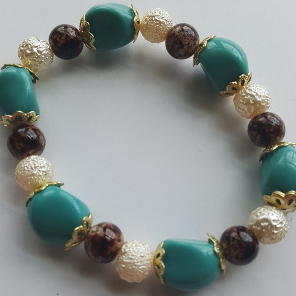 💙Teal/ 🕊️White/ and 💜Purple Speckled/ Bracelet/ - Picture 1 of 3